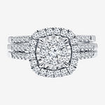 Womens 1 CT. T.W. Lab Grown White Diamond 10K White Gold Engagement Ring