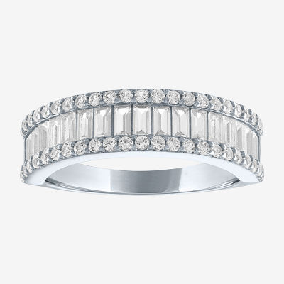 Limited Time Special! 2MM Lab Created White Sapphire Sterling Silver Band