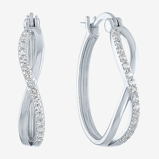 Limited Time Special! Lab Created White Sapphire Sterling Silver Hoop Earrings