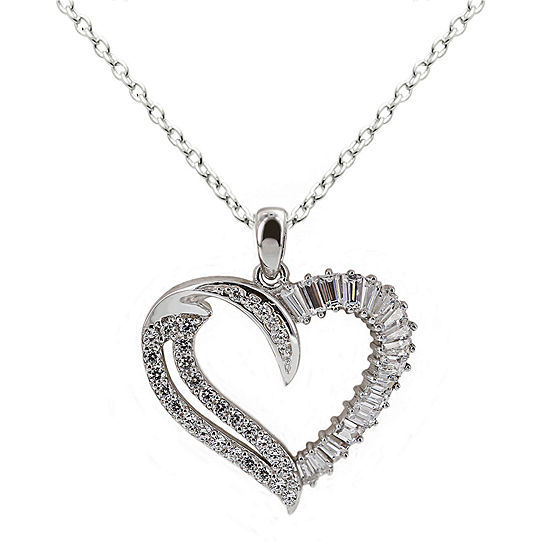 DiamonArt® Cubic Zirconia Sterling Silver Heart Pendant Necklace
