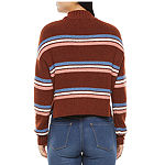 Arizona Juniors Womens Turtleneck Long Sleeve Striped Pullover Sweater