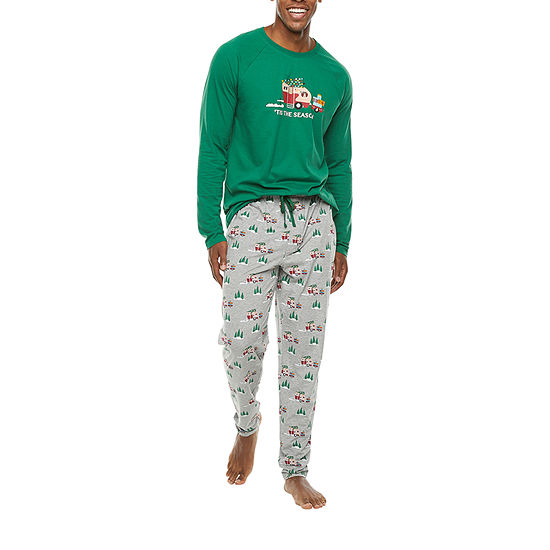 North Pole Trading Co. Christmas Camper Mens Long Sleeve 2-pc. Pant Pajama Set