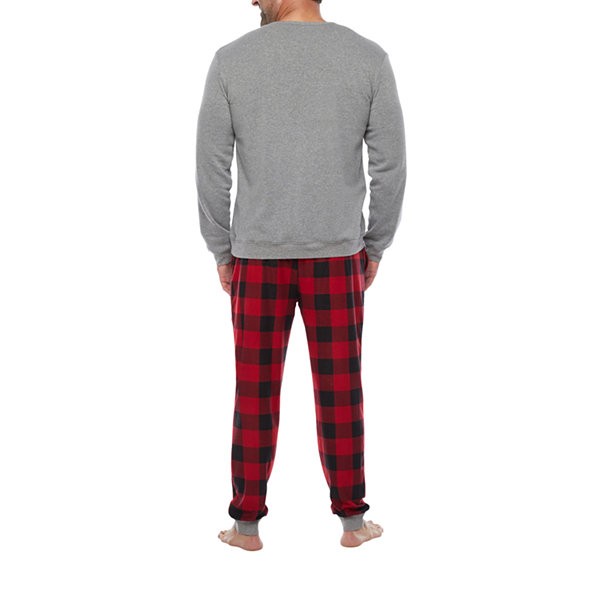 North Pole Trading Co. Very Merry Mens Long Sleeve 2-pc. Pant Pajama Set