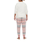 North Pole Trading Co. Nordic Fairisle Womens Long Sleeve 2-pc. Pant Pajama Set