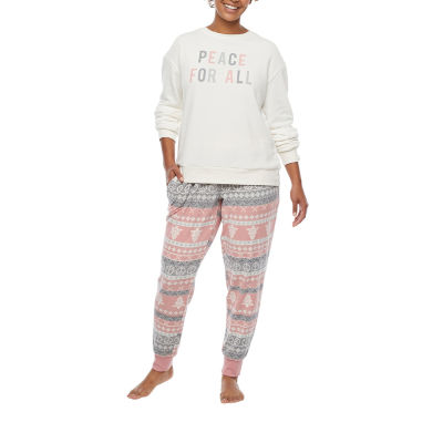 North Pole Trading Co. Nordic Fairisle Womens Long Sleeve 2-pc. Pant Pajama Set