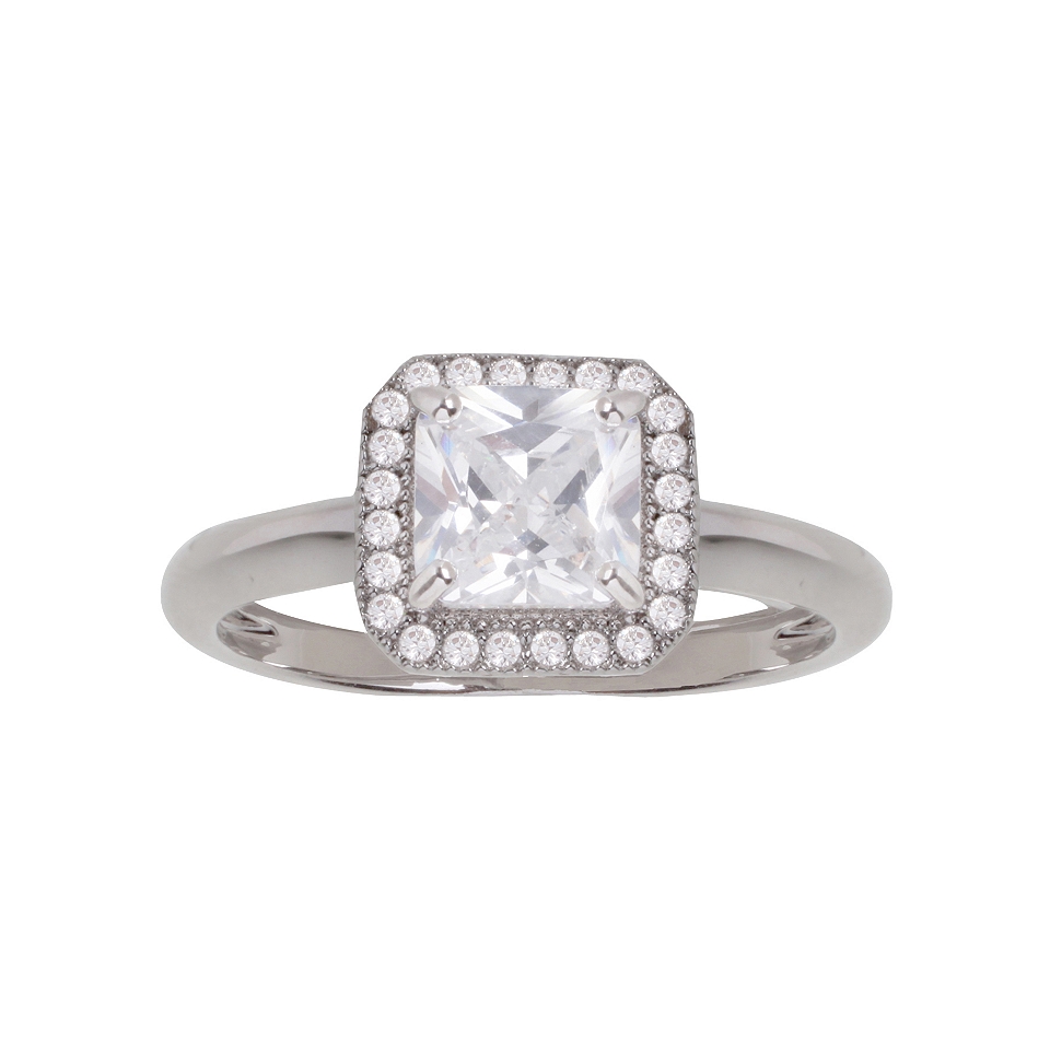 Bridge Jewelry Silver Tone Princess Cut Cubic Zirconia Fashion Ring
