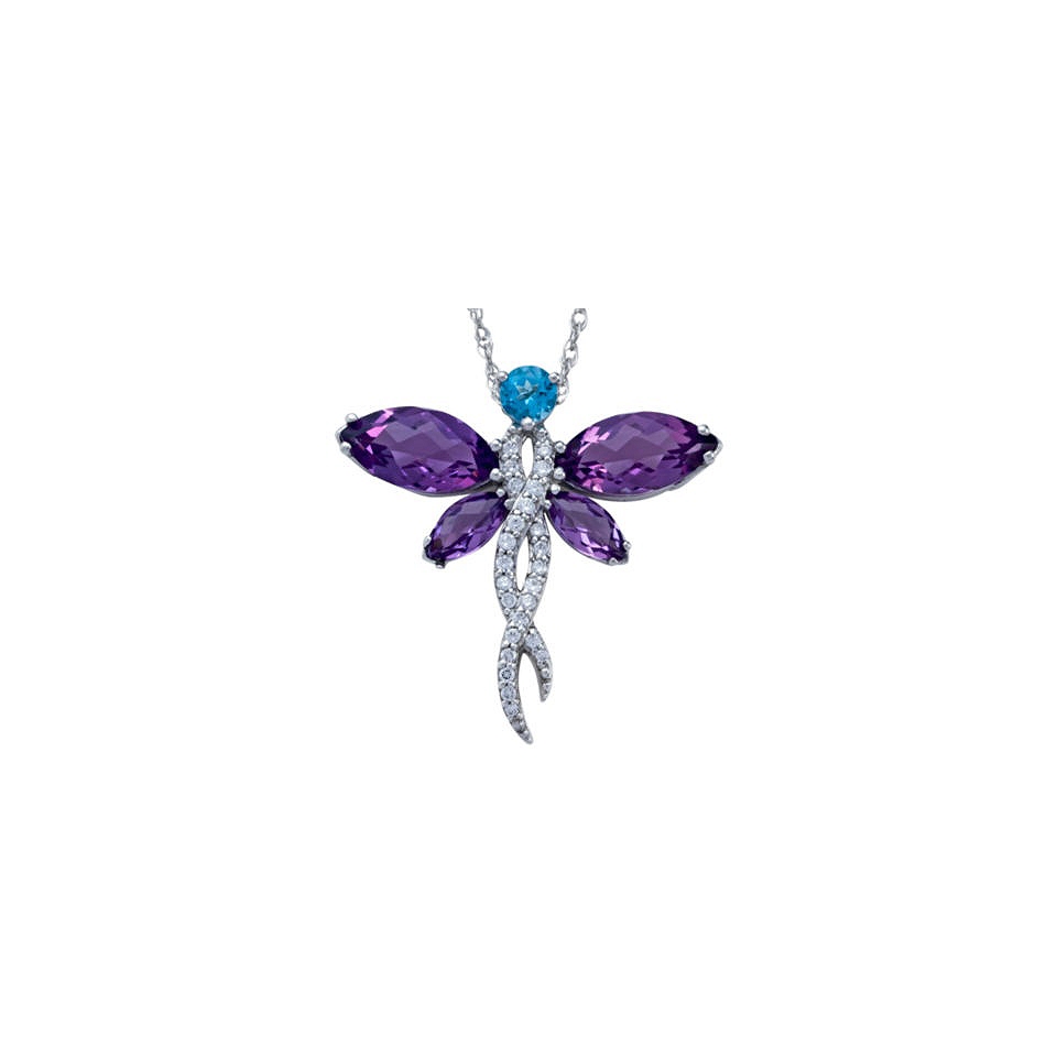 Amethyst Dragonfly Pendant Sterling Silver, Womens