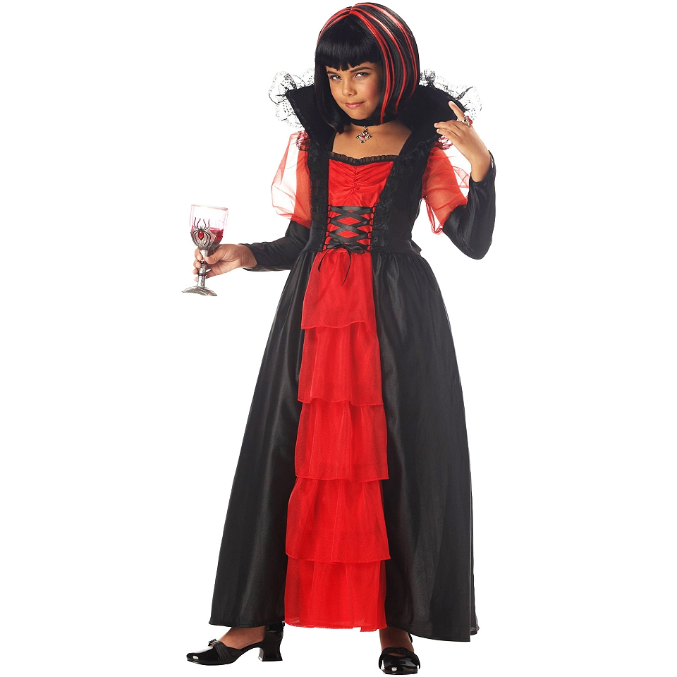 Regal Vampira Girls Costume, Red/Black, Girls