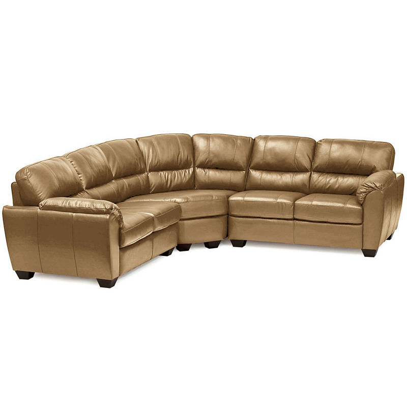 Leather Possibilities Pad-Arm 3-Pc. Loveseat Sectional, Brown