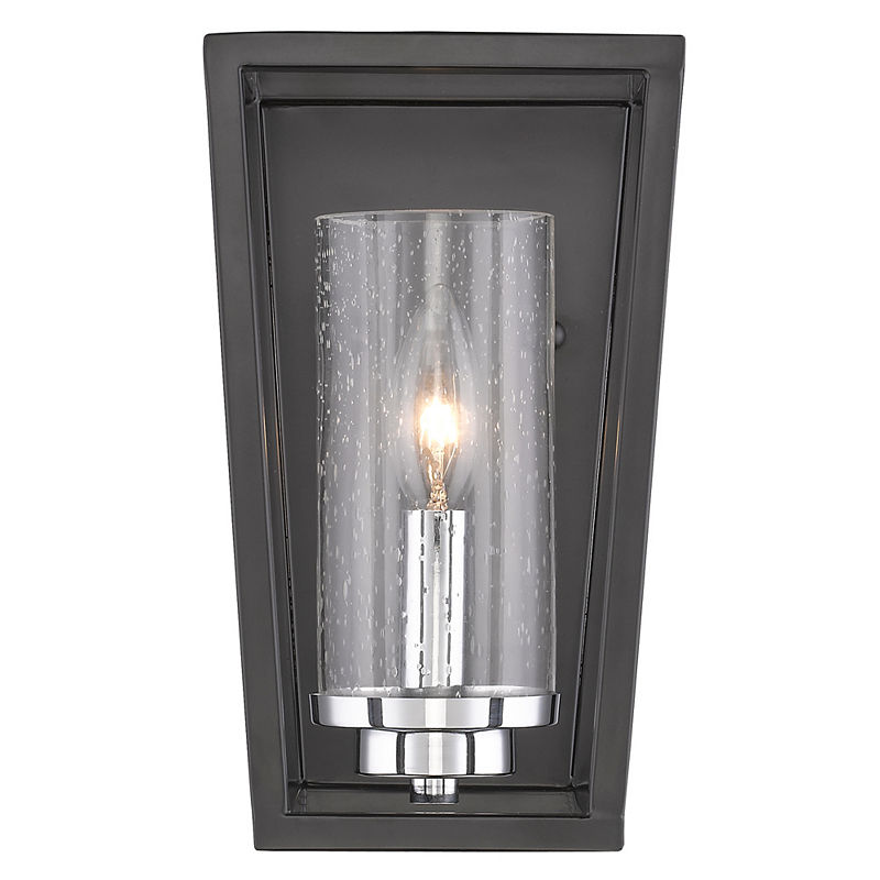 Mercer 1-Light Wall Sconce In Black With Seeded Glass