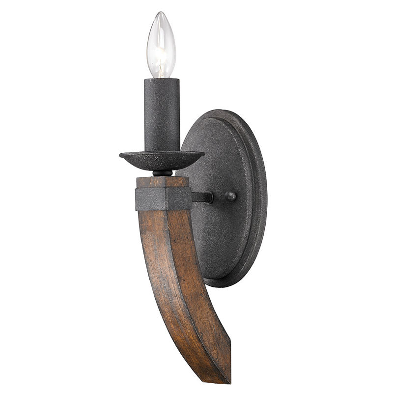 Madera 1-Light Wall Sconce Torchiere In Black Iron