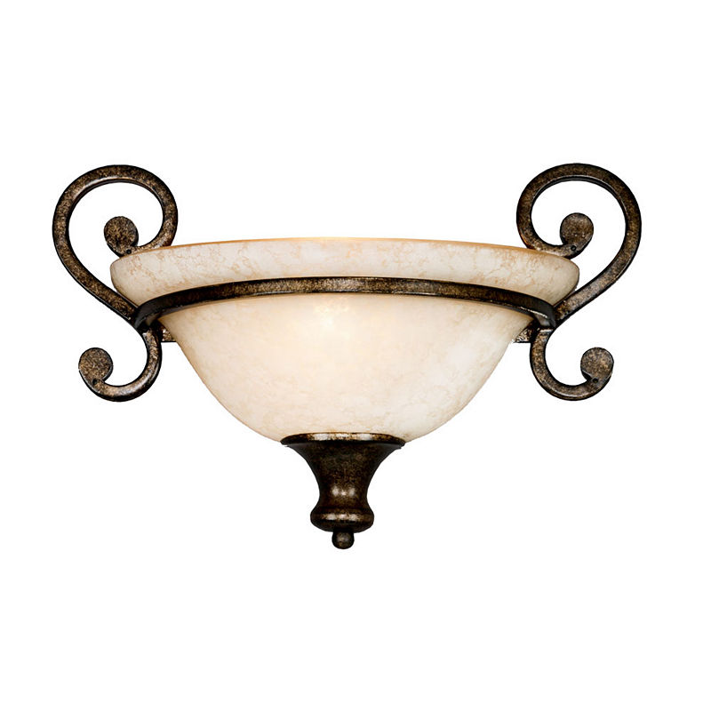 Heartwood 1-Light Wall Sconce In Burnt Sienna With Tea Stone Glass, Brown
