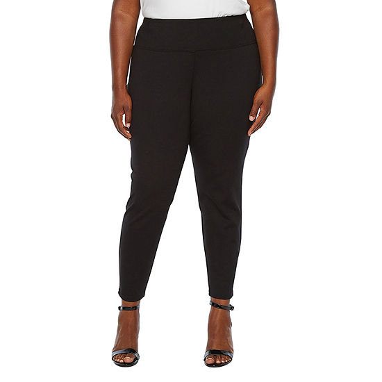 Worthington Womens Ponte Straight Pull-On Pants-Plus - JCPenney