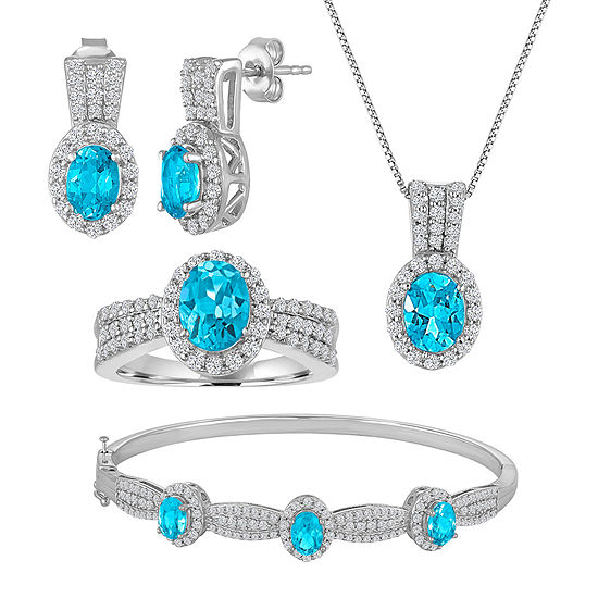 Genuine Blue Topaz Pure Silver Over Brass 4-pc. Jewelry Set - JCPenney