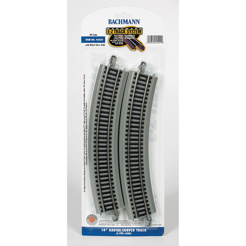 Bachmann Trains 18 Radius Curved Nickel Silvere-Z Track (4/Card) - Ho Scale