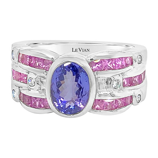 LIMITED QUANTITIES! Le Vian Grand Sample Sale™ Ring featuring Blueberry Tanzanite® Bubble Gum Pink Sapphire™ set in 18K Vanilla Gold®