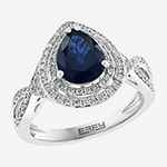 Effy Womens 3/8 CT. T.W. Diamond & Genuine Blue Sapphire 14K White Gold Cocktail Ring