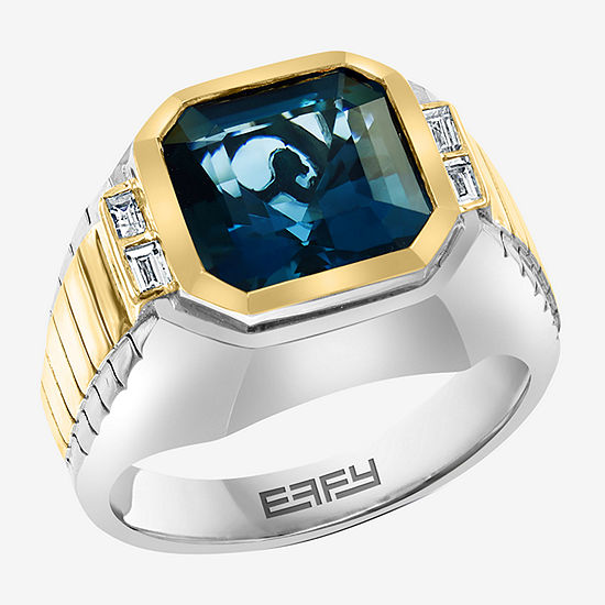 Effy  Mens Genuine Blue Topaz 18K Gold Over Silver Sterling Silver Fashion Ring
