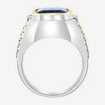 Effy  Mens Genuine Blue Topaz 18K Gold Over Silver Sterling Silver Fashion Ring