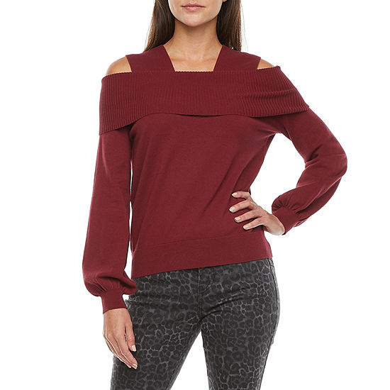 Bold Elements Womens Square Neck Long Sleeve Pullover Sweater