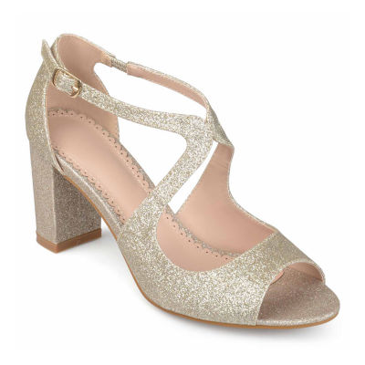 open toe block heel pumps