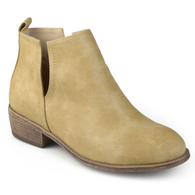 tan booties block heel