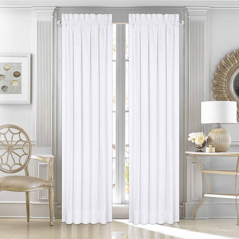 Five Queens Court Mackay Rod Pocket 2 Pair Curtain Panels, Mackay 84 Inch Panel Pair, White