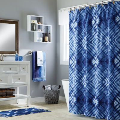 Saturday Knight Batik Blues Zarrie Shower Curtain Color Blue