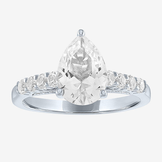 Limited Time Special! Womens Lab Created White Sapphire Sterling Silver Cocktail Ring