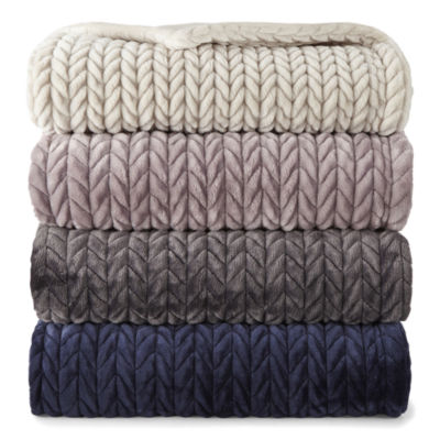 Loom + Chevron Faux Mink Throw JCPenney