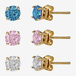 Girls 14K Gold Multicolor Cubic Zirconia 3-pr. Earring Set