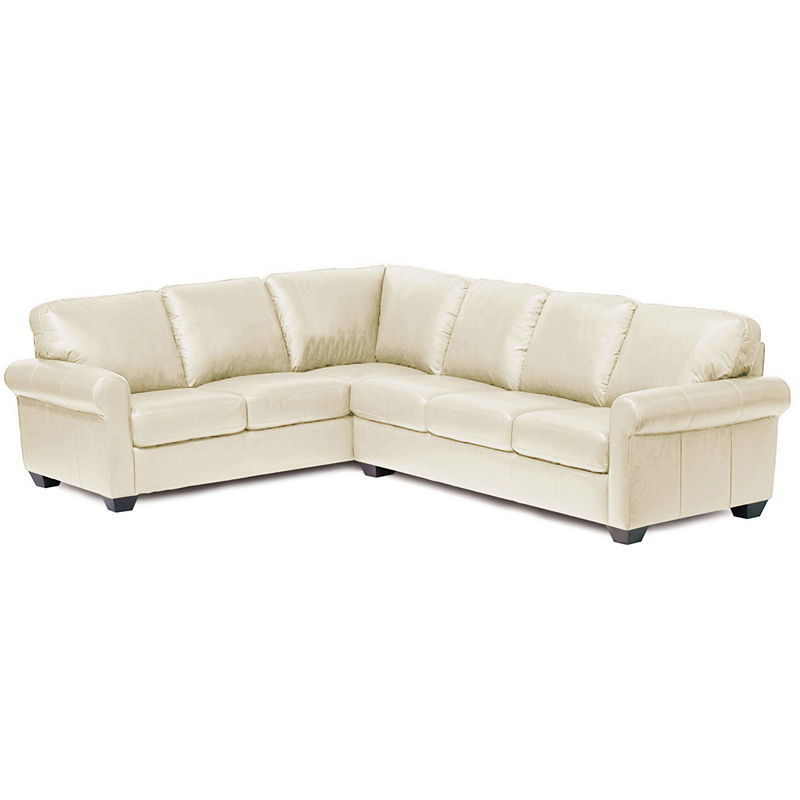 Leather Possibilities Roll-Arm 2Pc. Left-Arm Corner Sofa Sectional, White