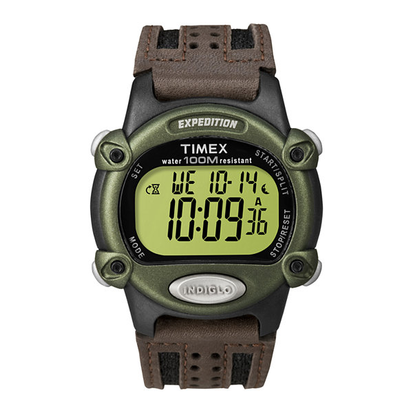 Timex® Expedition® Mens Brown Leather Strap Chronograph Watch 