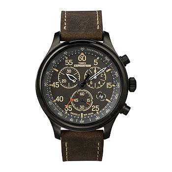 Timex® Expedition® Mens Brown Leather Strap Chronograph Watch T499059J