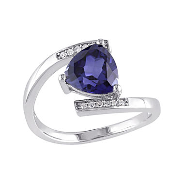 Lab-Created Blue Sapphire and Diamond-Accent Sterling Silver Bypass ...