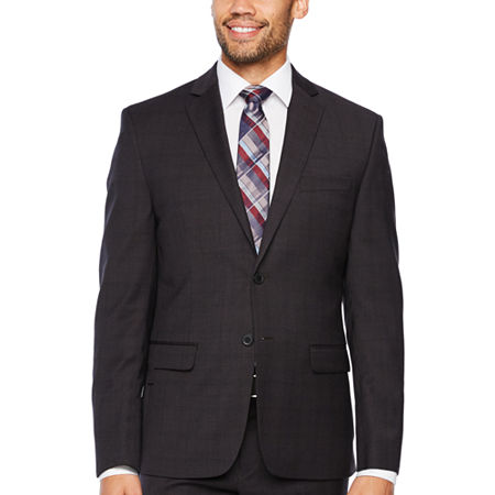 Collection By Michael Strahan Plaid Classic Fit Suit Jacket, 38 Long, Red