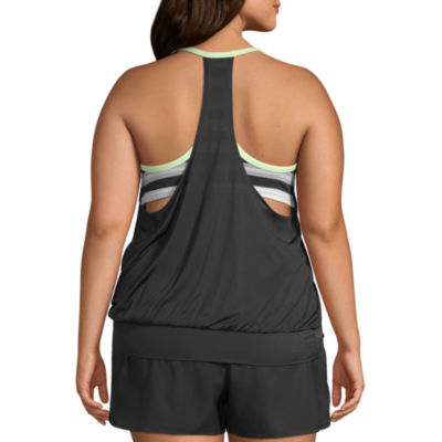 nike striped blouson swimsuit top