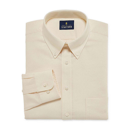 Stafford Mens Wrinkle Free Oxford Button Down Collar Regular Fit Dress ...