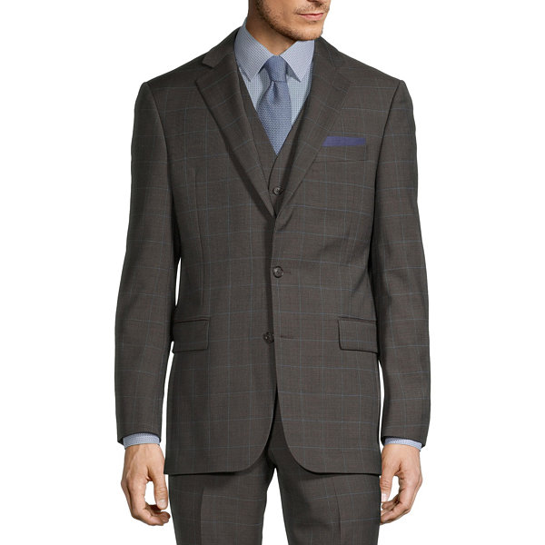 Stafford Super Light Brown Windowpane Classic Fit Suit Separates - JCPenney