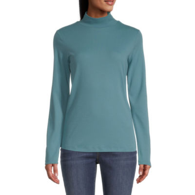 St. John's Bay-Womens Mock Neck Long Sleeve T-Shirt - JCPenney