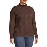 a.n.a Plus Womens Mock Neck Long Sleeve Pullover Sweater