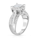 1 CT. T.W. Genuine Diamond 10K White Gold Princess-Cut Multi-Top Ring