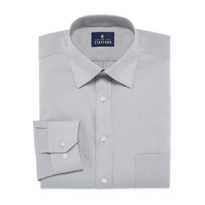 Stafford Mens Travel Easy-Care Broadcloth Stretch Fitted Dress Shirt