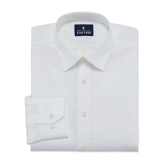 Stafford Mens Travel Easy-Care Broadcloth Stretch Fitted Dress Shirt ...