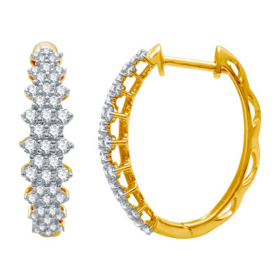 Ever Star 1 CT. T.W. Lab Grown White Diamond 10K Gold 21.9mm Round Hoop Earrings