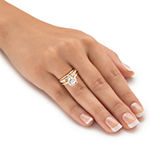 DiamonArt® Womens 3 CT. T.W. White Cubic Zirconia 10K Gold Round Bridal Set
