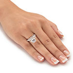 DiamonArt® Womens 3 CT. T.W. White Cubic Zirconia 10K Gold Round Bridal Set