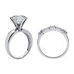 DiamonArt® Womens 4 1/2 CT. T.W. White Cubic Zirconia Platinum Over Silver Round Engagement Ring