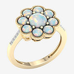 Womens Lab Created Multi Color Opal 14K Gold Over Silver Cluster Cocktail Ring