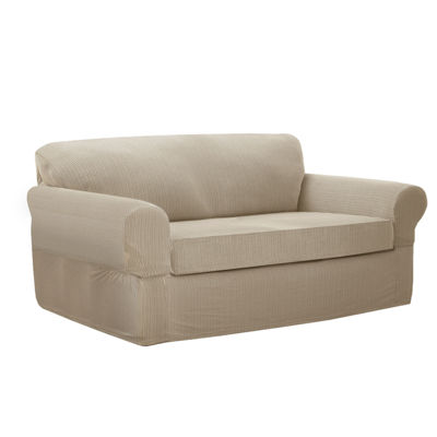 Maytex Smart Cover Connor Two Toned Grid Stretch 2 Piece Loveseat